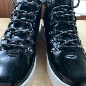 A7EIJE patent leather platform hiker/sneaker.